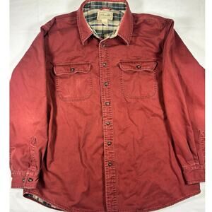 Vintage Men's LL Bean Heavyweight Chamois Shirt Jacket with Plaid Lining Size XL